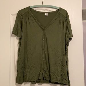 Soft Button up cap sleeve shirt